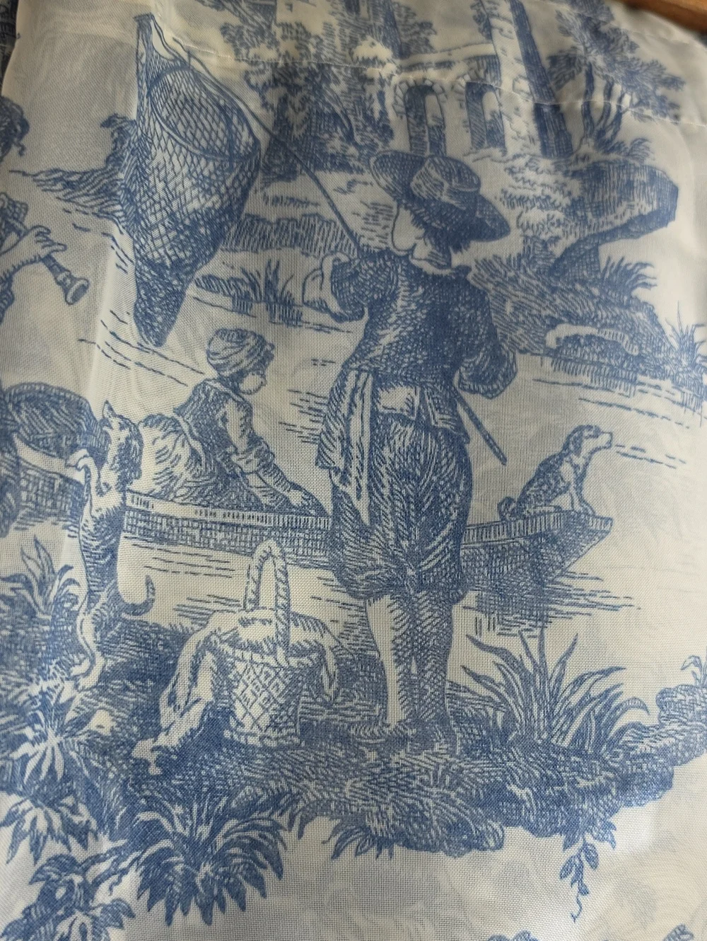 Waverly Blue Toile Valance Set Window Treatment with Tassel Classic